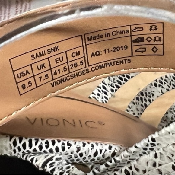🌻NEW w/box Vionic Sami Black & White Snakeskin Leather Ankle Heels Size 9.5 - Picture 8 of 12